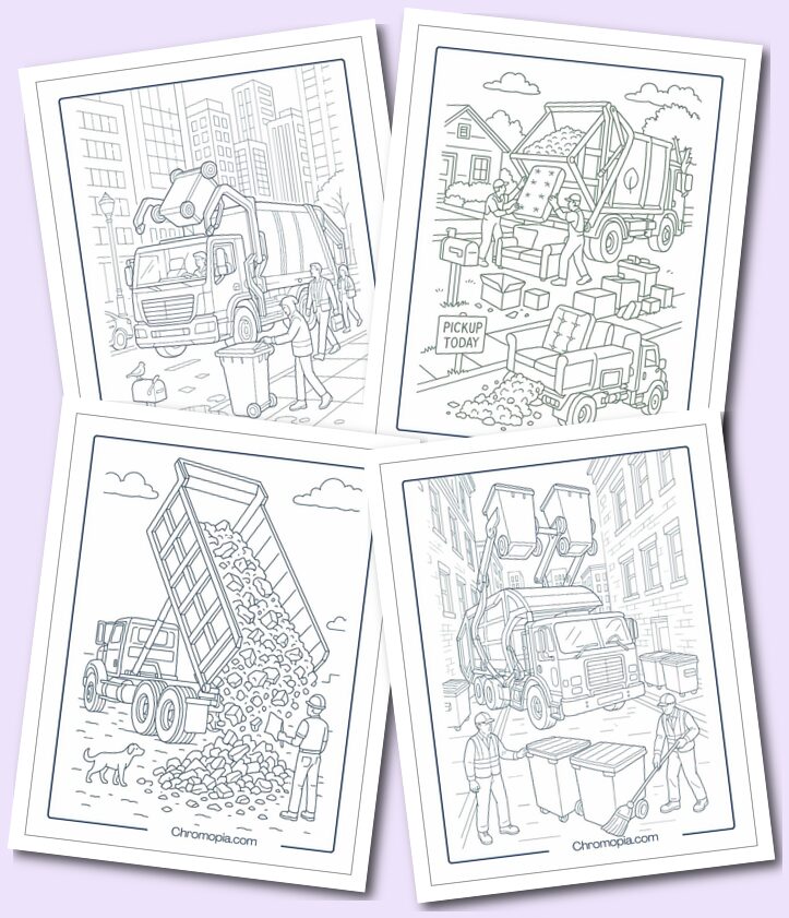 Dump, Trash, and Garbage Truck Coloring Pages