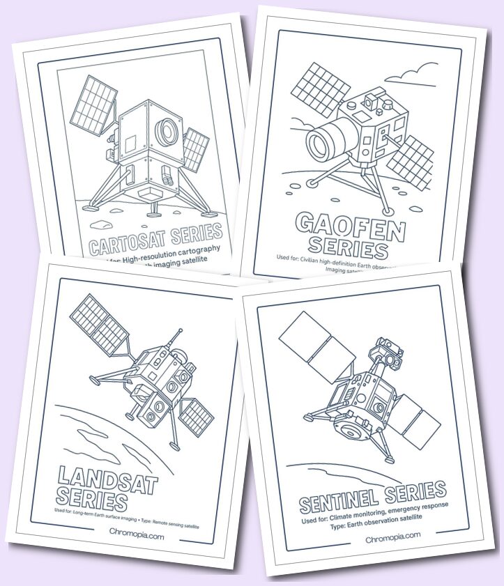 Earth Observation Satellites Spacecraft Coloring Pages
