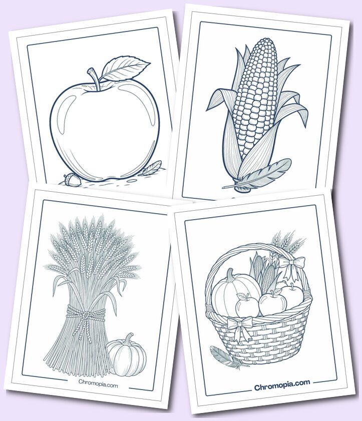 Easy and Simple Harvest Coloring Pages for Kids
