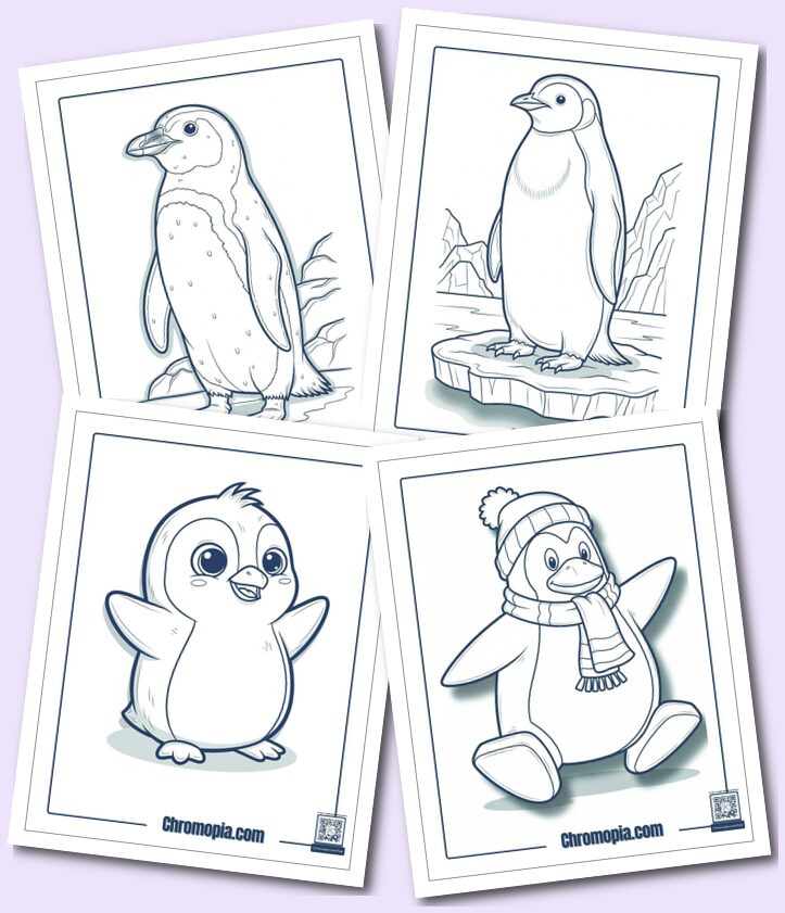 Easy Penguin Coloring Pages for Kids