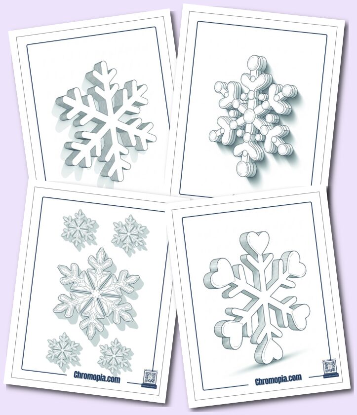 Easy Snowflakes Coloring Pages for kids