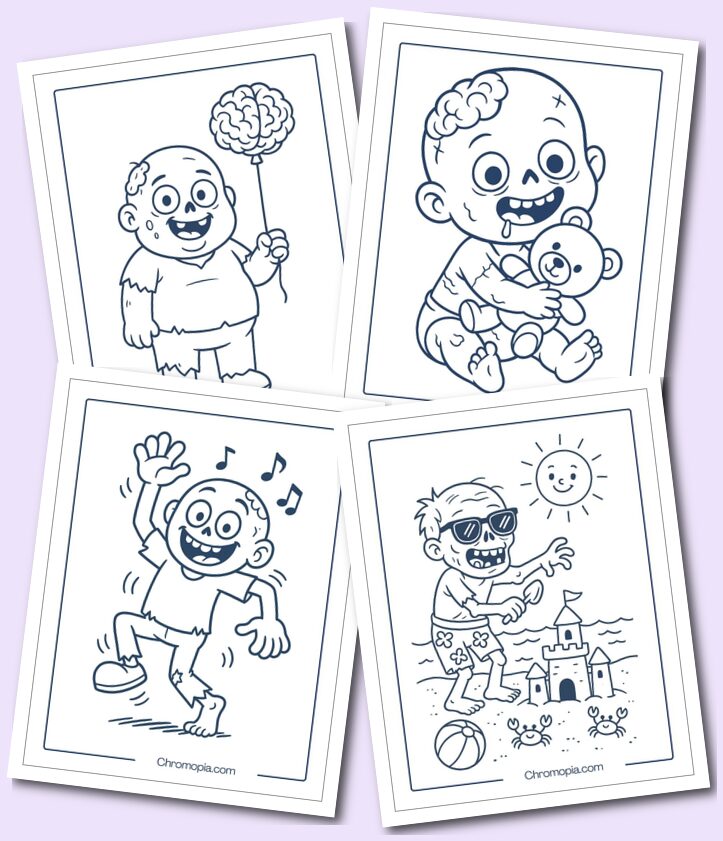 Easy Zombie Coloring pages toddlers and kindergartens