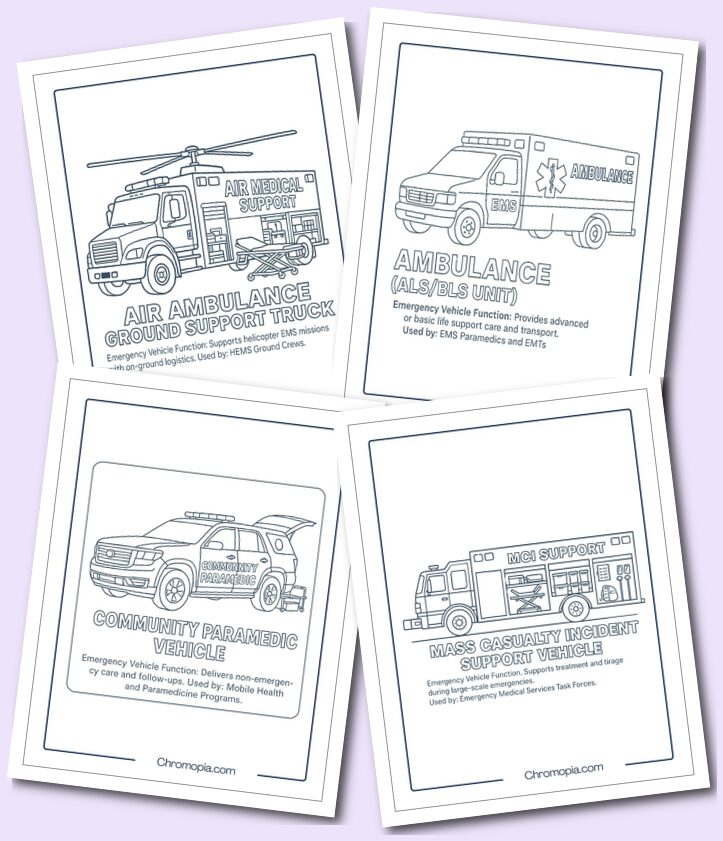 Emergency Medical Services (EMS) Vehicles – Emergency Vehicle Coloring Pages