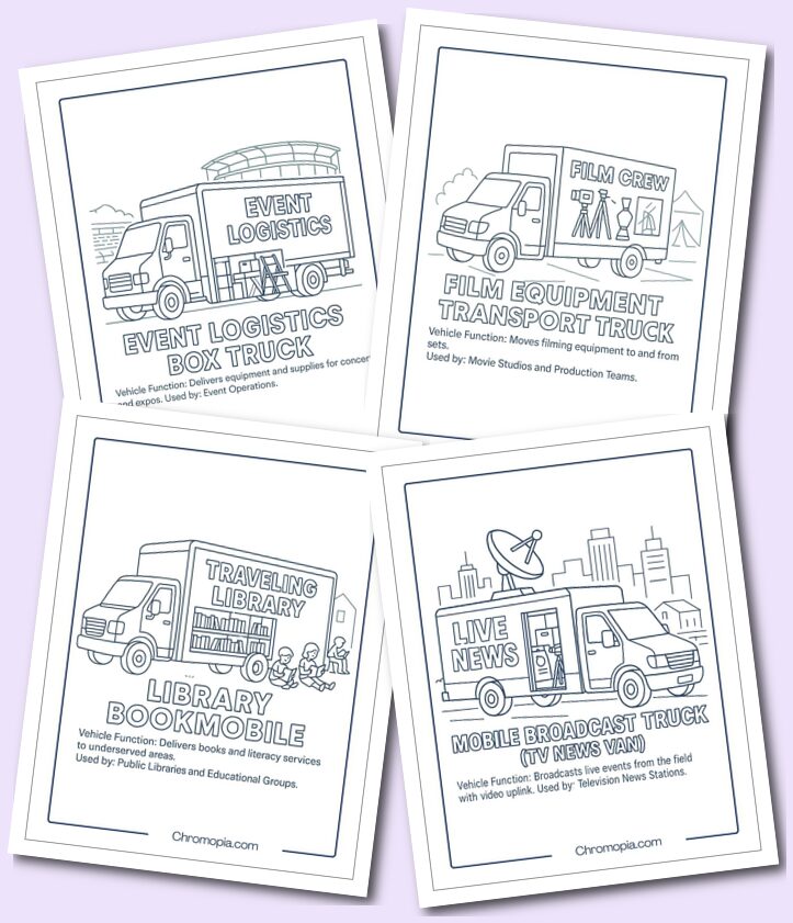 Entertainment, Event & Media Vehicles – Transportation Vehicles Coloring Pages