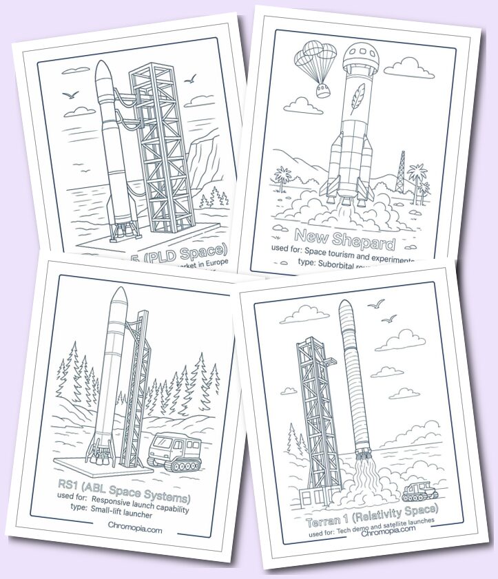 Experimental, Hypersonic, and Reusable Rockets Coloring Pages