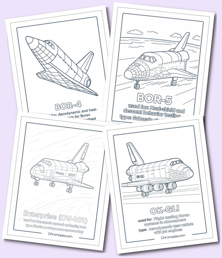 Experimental or Testbed Shuttles coloring pages (Suborbital or Atmospheric Only)