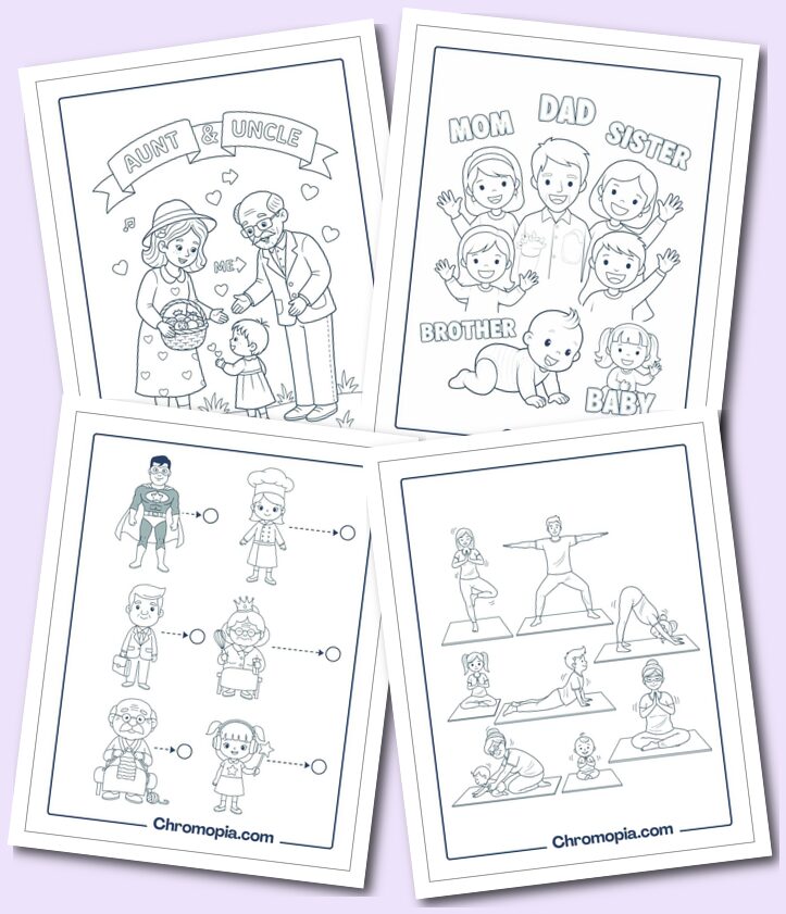 Family Member Roles & Professions coloring pages
