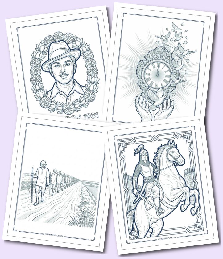 Famous Freedom Fighters Historical Indian Independence Day Coloring Pages