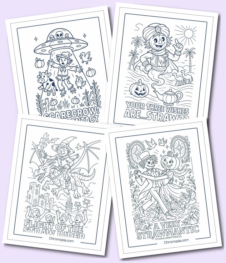 Fancy and movie themed Scarecrow coloring pages