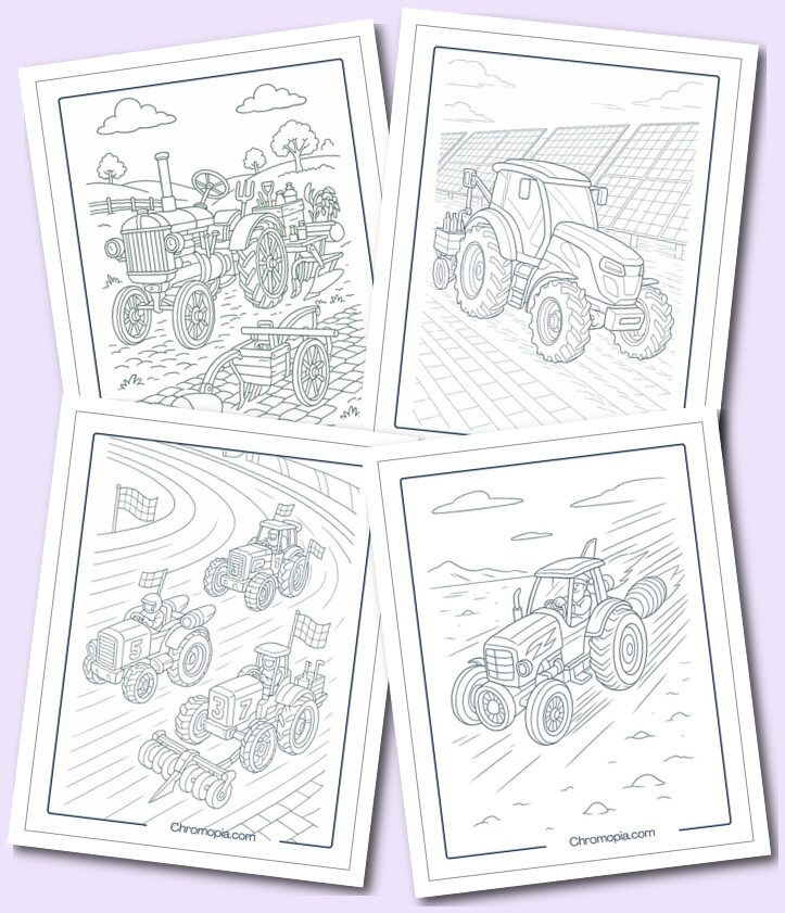 Fancy, Futuristic & Vintage Tractor Coloring Pages