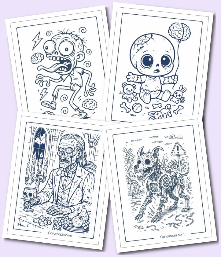 Fancy zombies Coloring pages for all ages