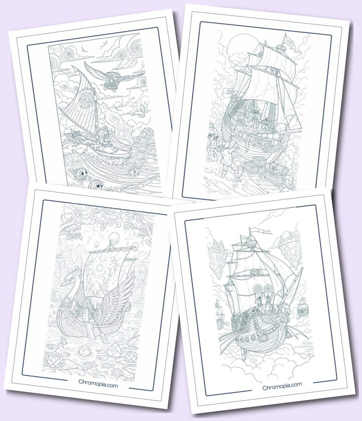 Fantasy and Creative Boat Coloring Pages