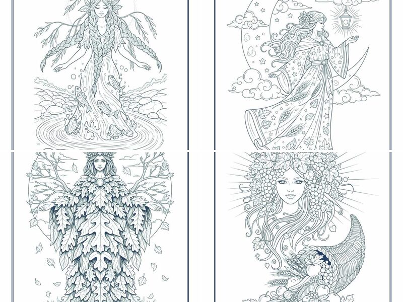 Fantasy Autumn Flower Girls and Goddesses Coloring Pages