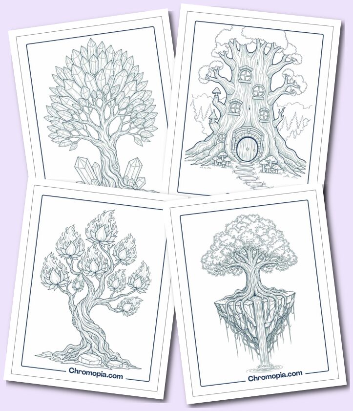 Fantasy & Magical Trees Coloring Pages