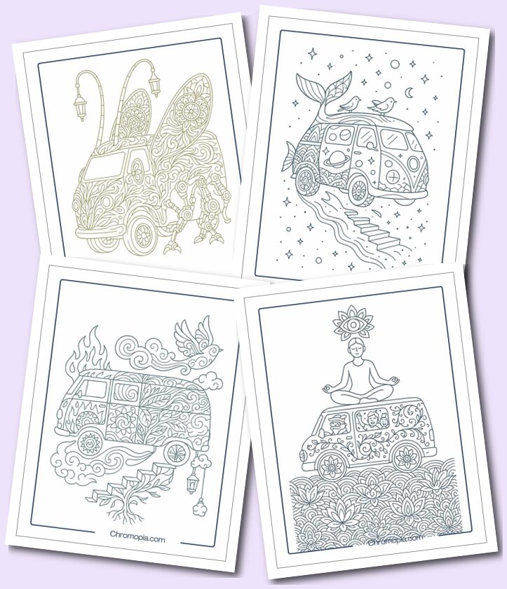 Fantasy, Surreal, Mandala Van Coloring Pages