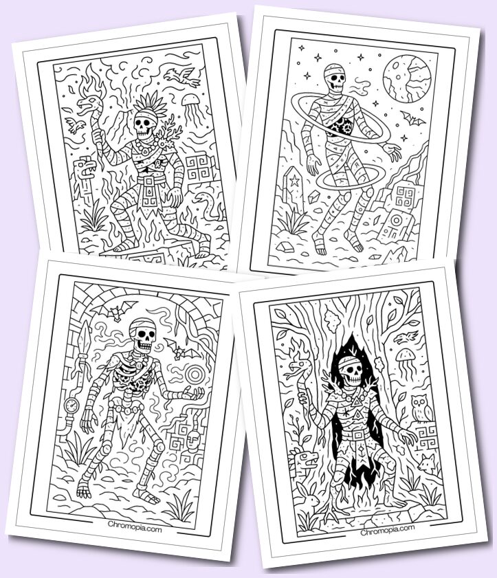Fantasy, Undead Mummies, Cultural Mummies Around the World coloring pages