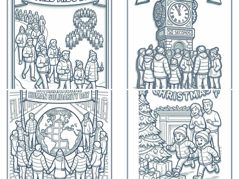 Festive December Celebrations Coloring Pages