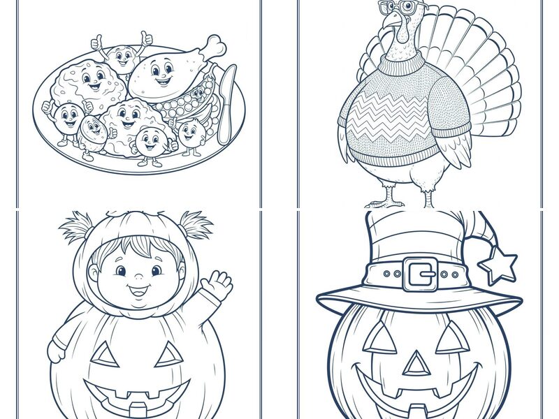 Festive Fall Holiday Coloring Pages