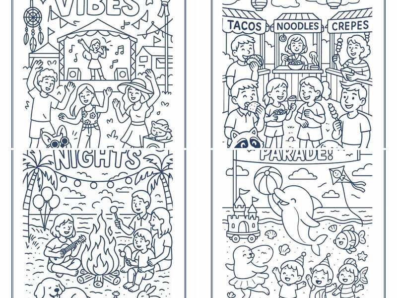Festive Summer Holidays Coloring Pages