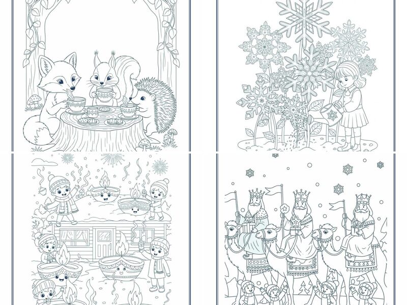 Festive Winter Holiday Coloring Pages