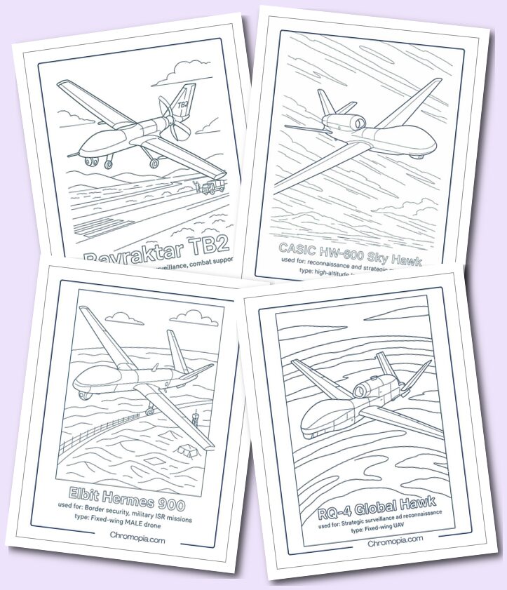 Fixed-Wing Drones Coloring Pages