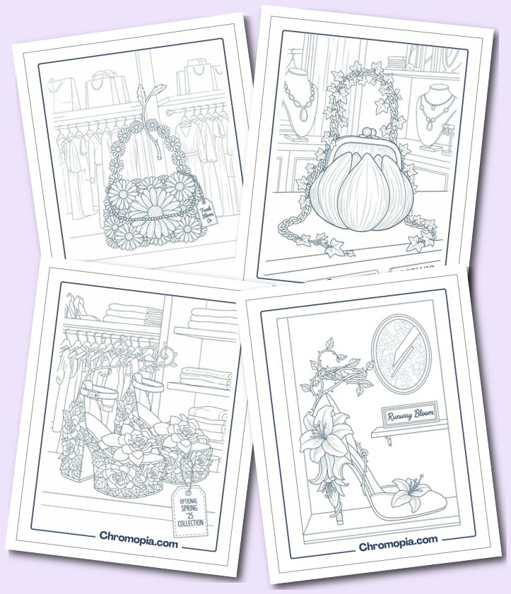 Flower Fashion & Accessories coloring pages