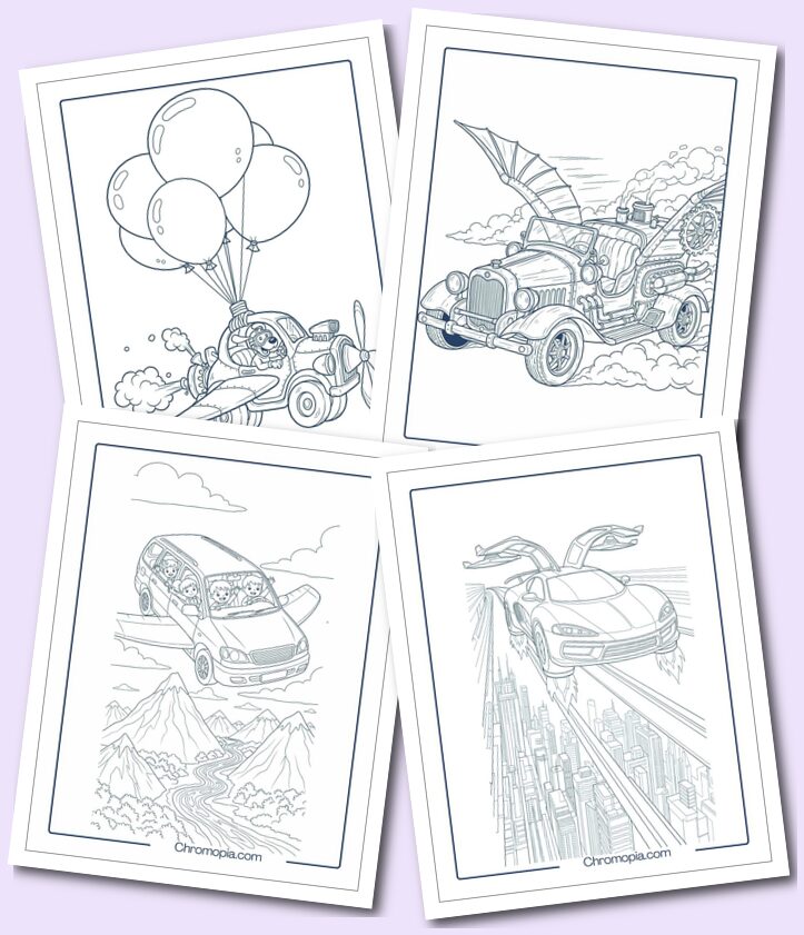 Flying Car Coloring Pages