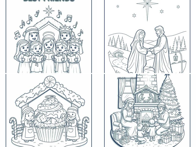 Food, Dessert & Object Mashups + Relationship & School-Themed Nativity Coloring Pages