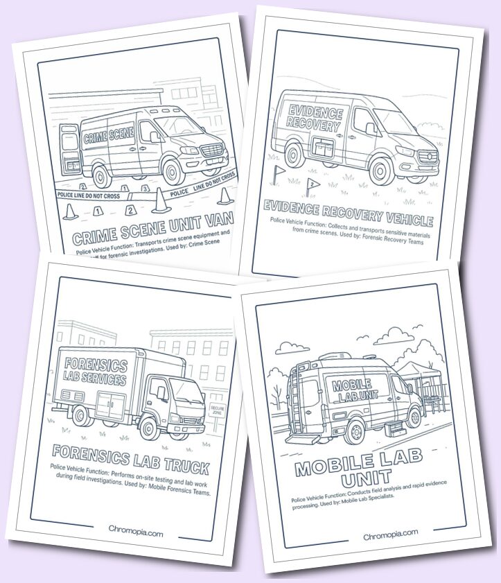 Forensics Scene Response – Police Vehicle Coloring Pages