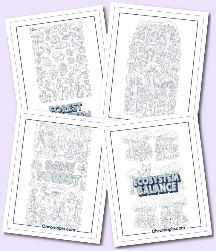 Forest Ecosystem Concept Coloring Pages