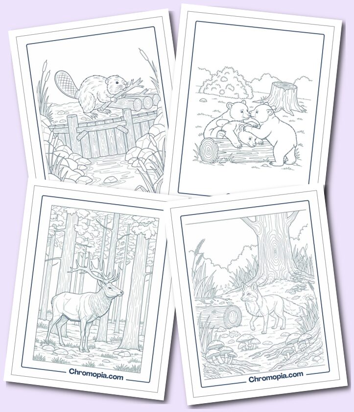 Forest & Mountain Wildlife coloring pages