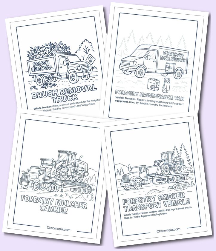 Forestry & Logging Transport – Transportation Vehicles Coloring Pages