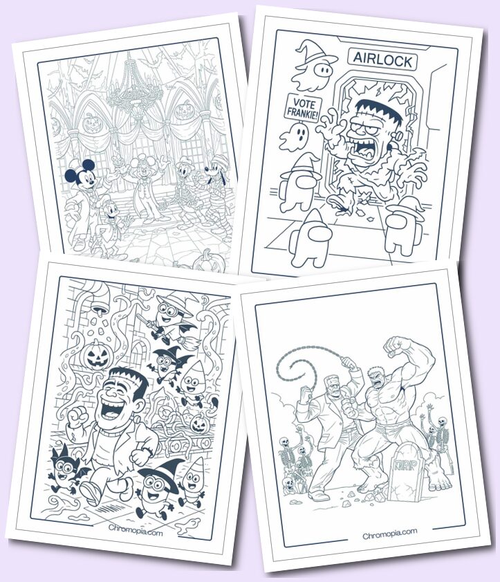 Frankenstein Halloween Coloring Pages for Adults Character Crossovers