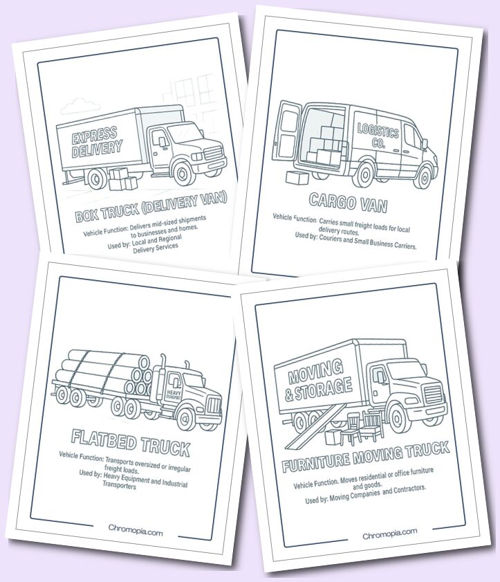 Freight & Cargo Transport Vehicles – Transportation Vehicles Coloring Pages