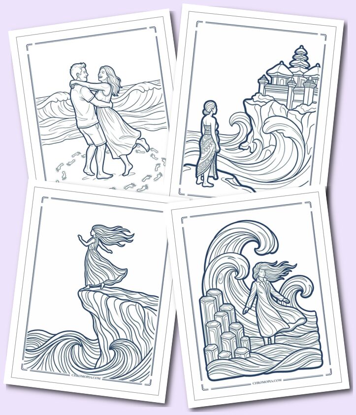 Fun Adults at the Beach Coloring Pages