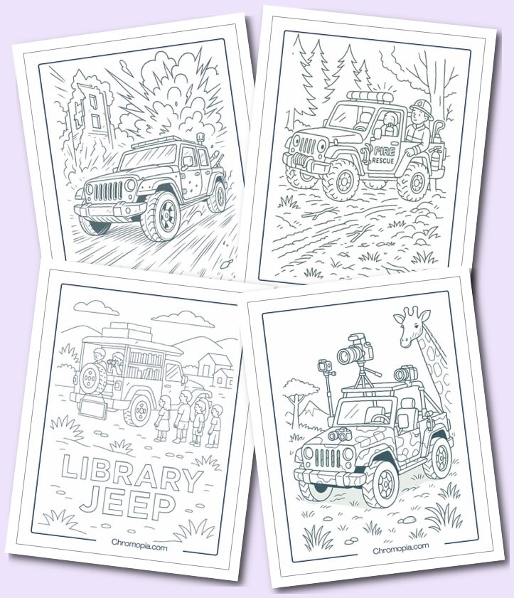 Fun Concept based Jeep Coloring Pages
