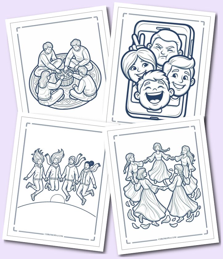 Fun Friend Group Coloring Pages