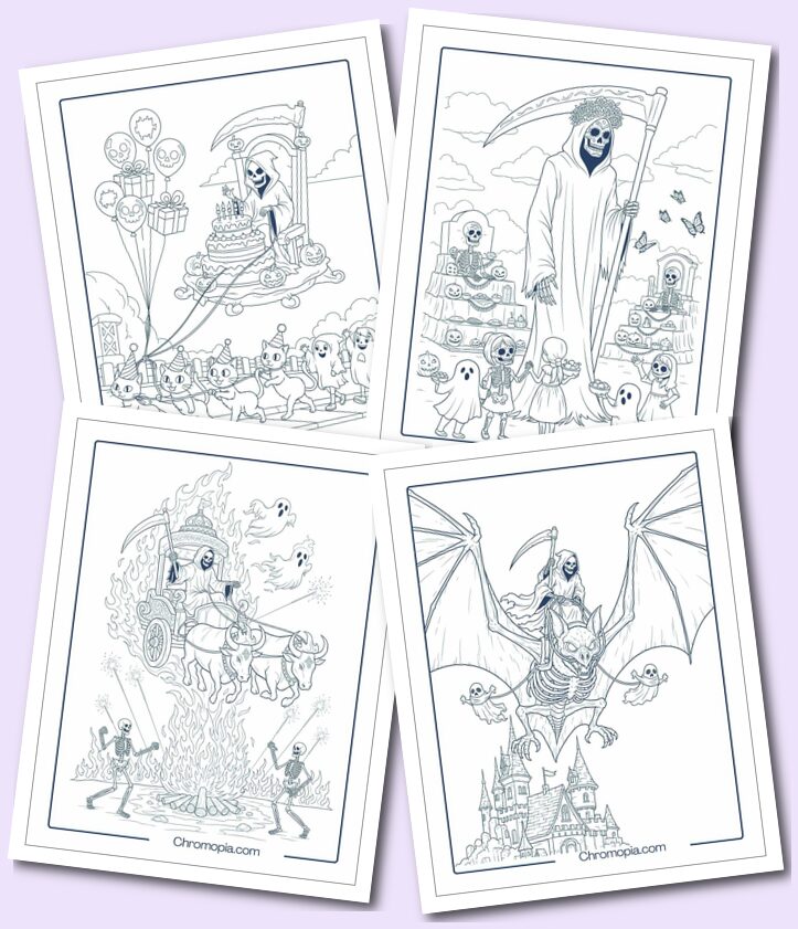 Fun Grim Reaper Holiday Celebrations Around the World coloring pages