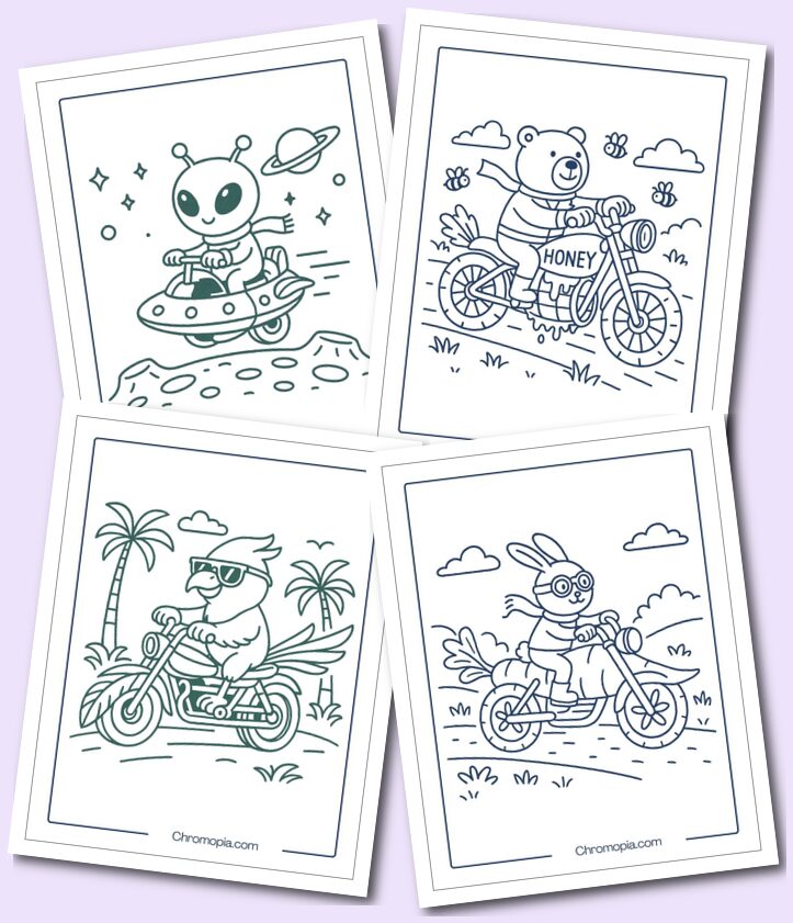 Fun, Holiday Themed & Fantasy Motorcycles – Motorcycle Coloring Pages