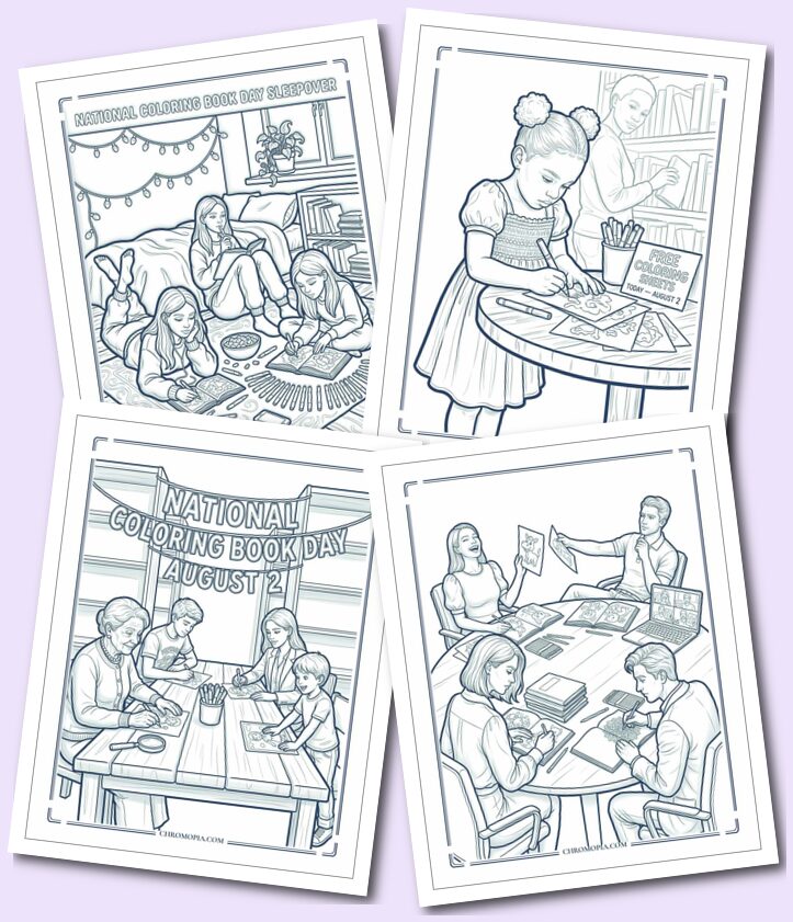 Fun National Coloring Book Day Celebrations Coloring Pages