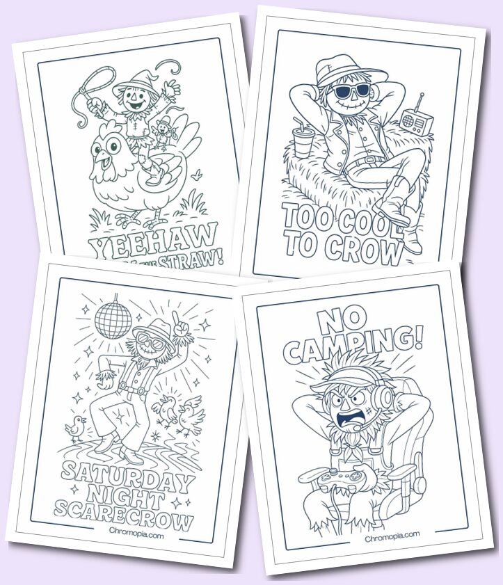 Fun Scarecrow Coloring pages for older kids and teens