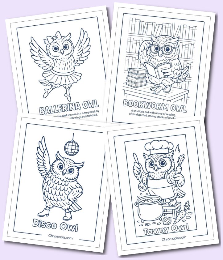 Funny, Adorable Cute Owl Coloring Pages