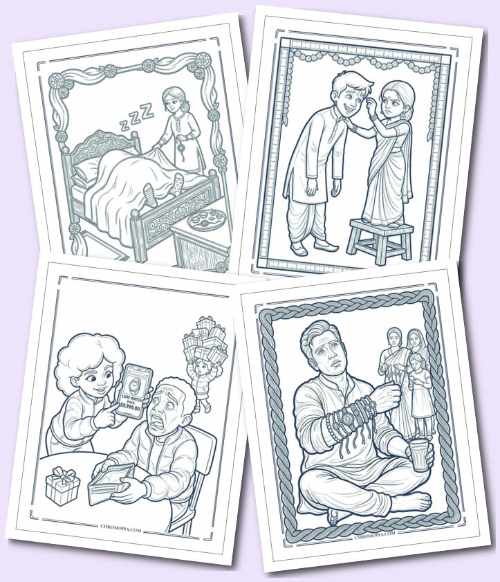 Funny Brother and Sister Moments of Raksha Bandhan Coloring Pages