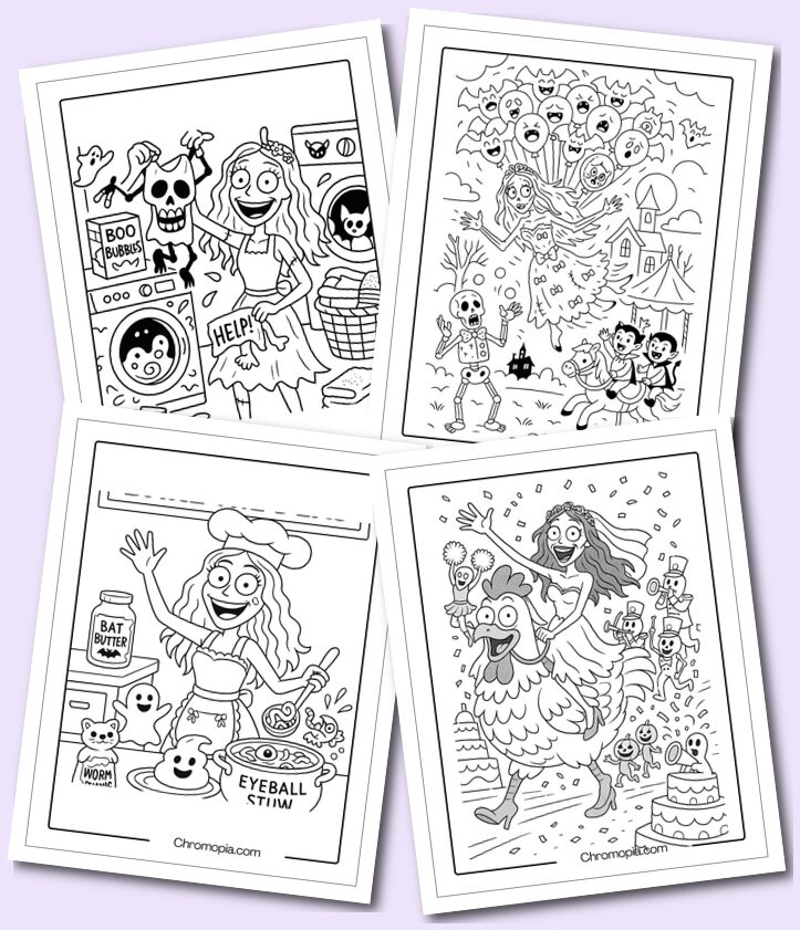 Funny Cartoon Corpse Bride Coloring Pages