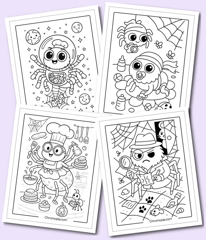 Funny Cartoon-Styled Spider Coloring Pages
