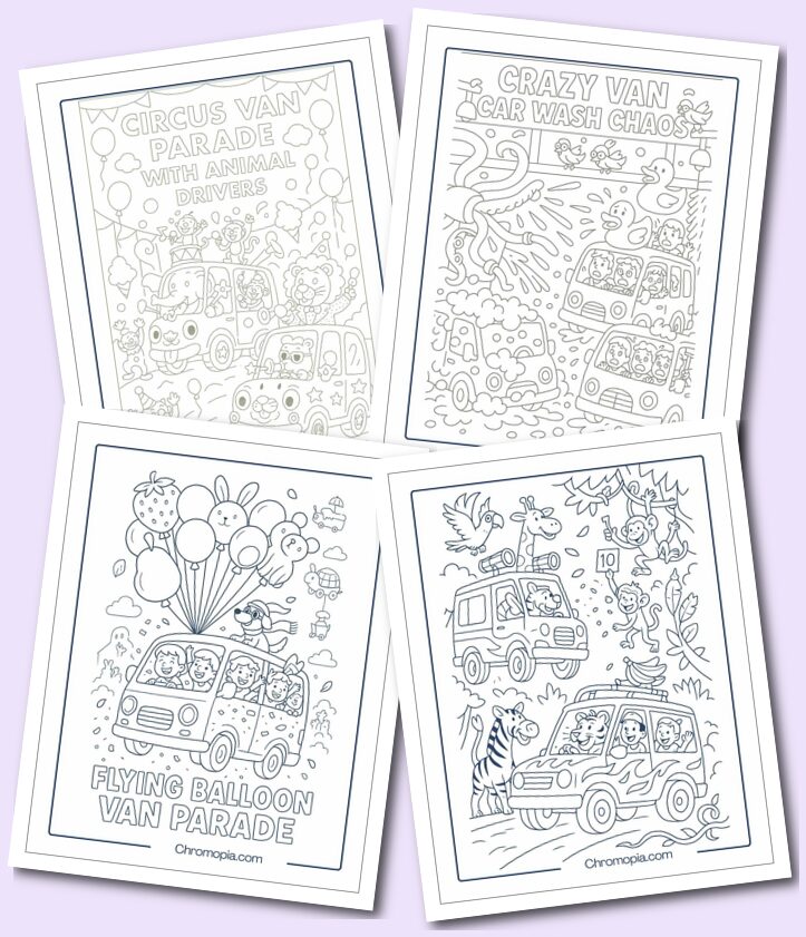 Funny Cartoon Van Coloring Pages