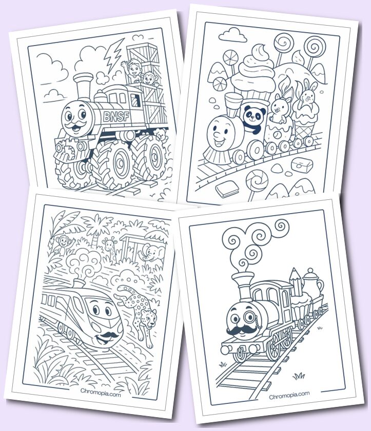 Funny, Cute, Child-Friendly Cartoon Train Coloring Pages