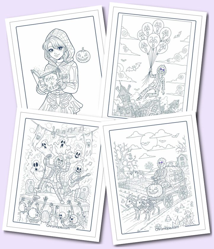 Funny, Cute Halloween Cartoon Beetlejuice Coloring Pages for Kids and Adults