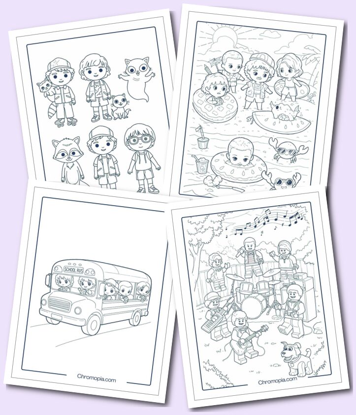 Funny, Cute, Kawaii Stranger Things Coloring Pages for teenagers