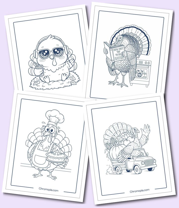 Funny Cute Thanksgiving Turkey Coloring Pages